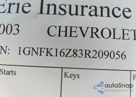 2003 Chevrolet Suburban 1500 Lt z USA, uszkodzony, nr VIN 1GNFK16Z83R209056